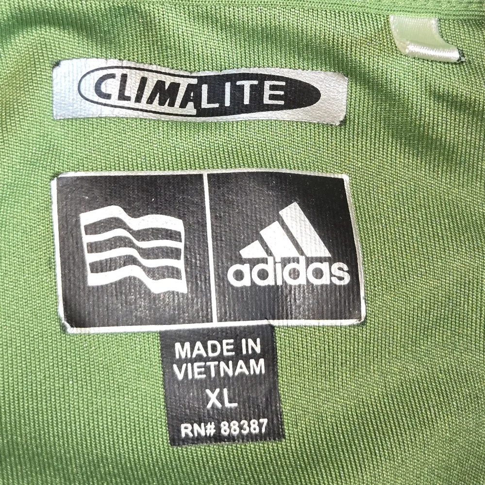 Adidas ClimaLite Sweat Wicking Green Stretch 2 Button‎ Short Sleeve Polo Size XL